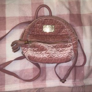 Bebe Mini Pink Velvet Backpack